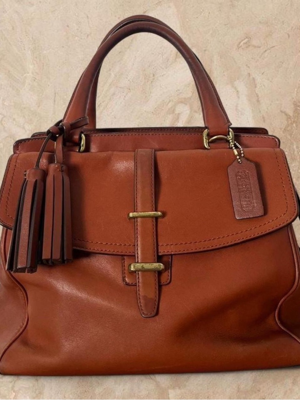 Coach Legacy Leather Tassel Carryall Satchel